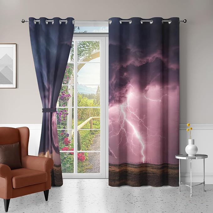 Tornado Blackout Curtains 39 Inches Long, Lightning Storm Curtains - Image 3