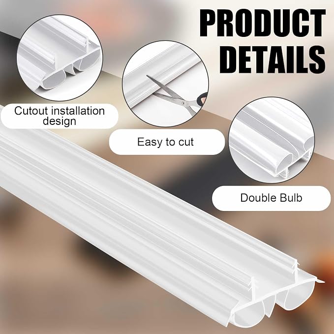 Pushglossy 2 Pcs 36" Kerf Door Sweep Double Bubble Kerf White | 1-3/4" Wide - Image 3