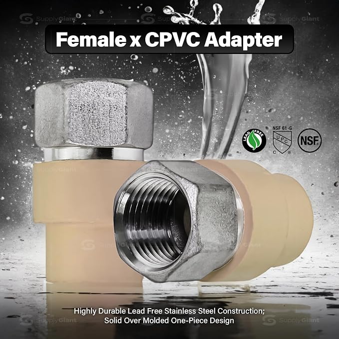 Midline Valve TTDQG200-OM-5 Female x CPVC Adapter Transition Pipe Fitting; - Image 2