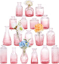 18pcs Pink Glass Bud Vase Set, Small Flower Vases by Fixwal