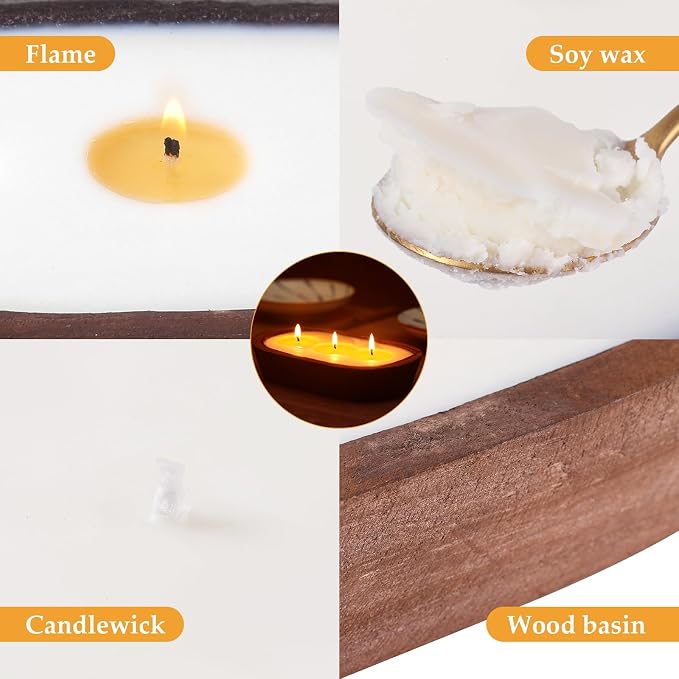 Aromatherapy Candle, SEVEYEE Lavender Candle 7wicks 20inch, Large Wooden Bowl - Image 7