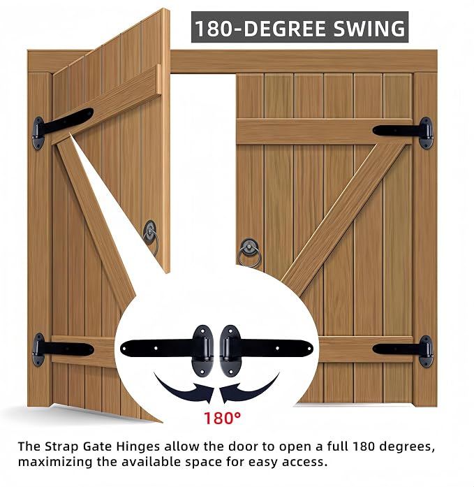 Heavy Duty Strap Gate Hinges 8 Inch, 180° Open Bolt-On Hinges - Image 5