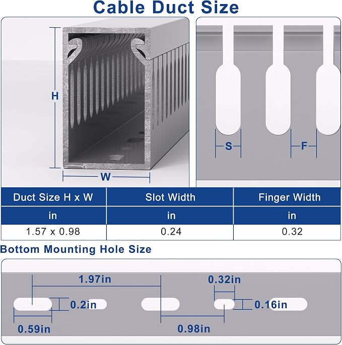 1.6" H x 1" W Cable Raceway, 132in Under Desk Wire Management Channel, 16.5in - Image 2