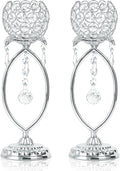 2 Pcs Silver Elegant Metal Crystal Tea Light Candle Holders by kehail