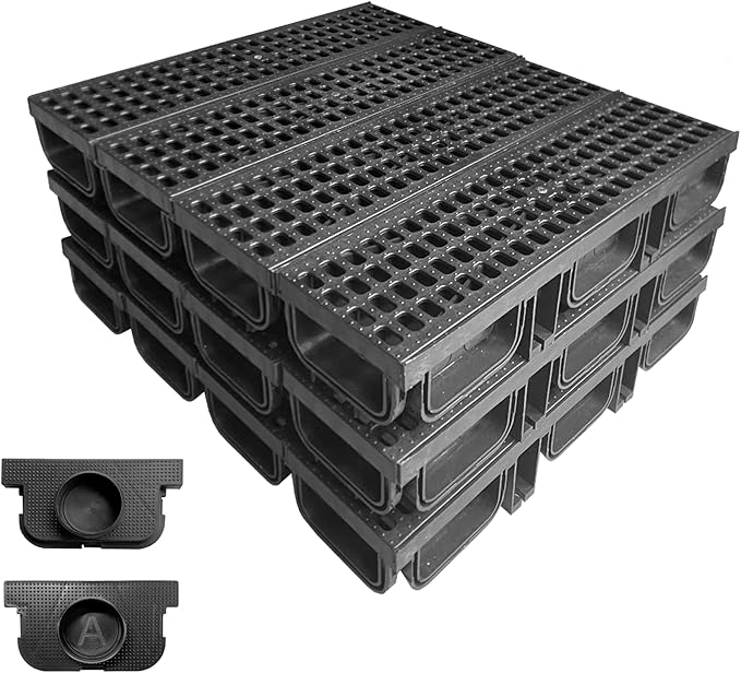 12 Pack 19.7x5.5x3.7 in. A15 Channel Drain by NATOTELADrainageSpecialist