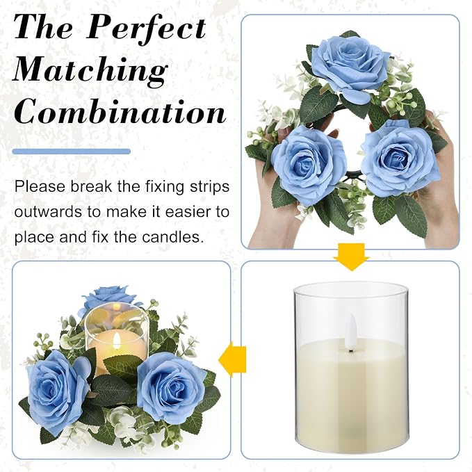 Yunlly 12 Pcs Rose Candle Rings - Image 4
