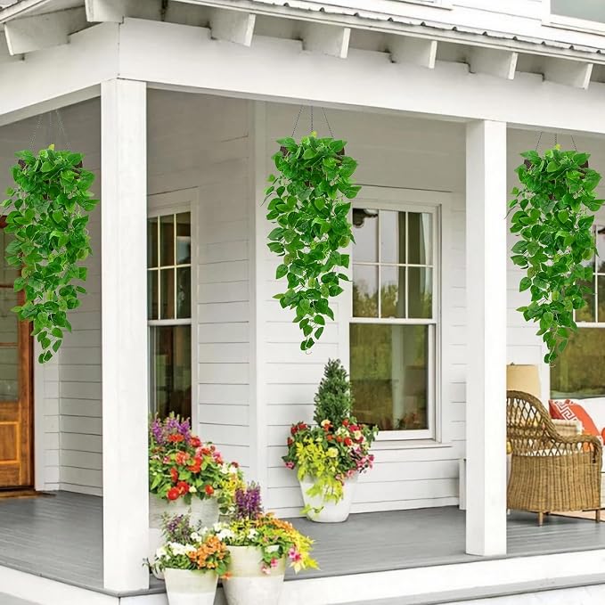 BLEUM CADE 8Pcs Fake Hanging Plants, 9 Branch Artificial Hanging Plant - Image 7