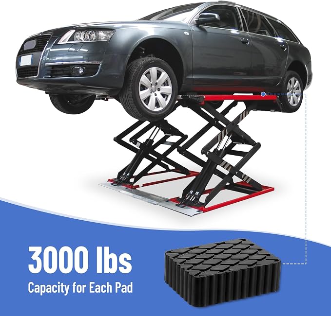 Solid Rubber Auto Lift Pads, 6-1/3" x 4-3/4" x 2" | 4 Pack Anti-Skid Lift Block - Image 3