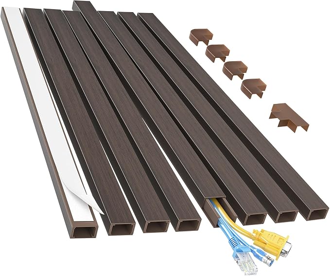 Yecaye Cord Covers for Wires on Wall, W0.95in H0.55in, Darkwood | TV Cord Hider by Yecaye