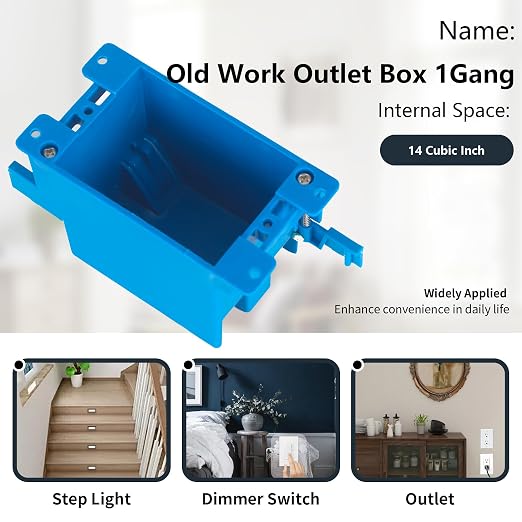 10 Pack Single Gang Electrical Outlet Box, Old Work Box, 14 Cubic Inch | Switch - Image 5