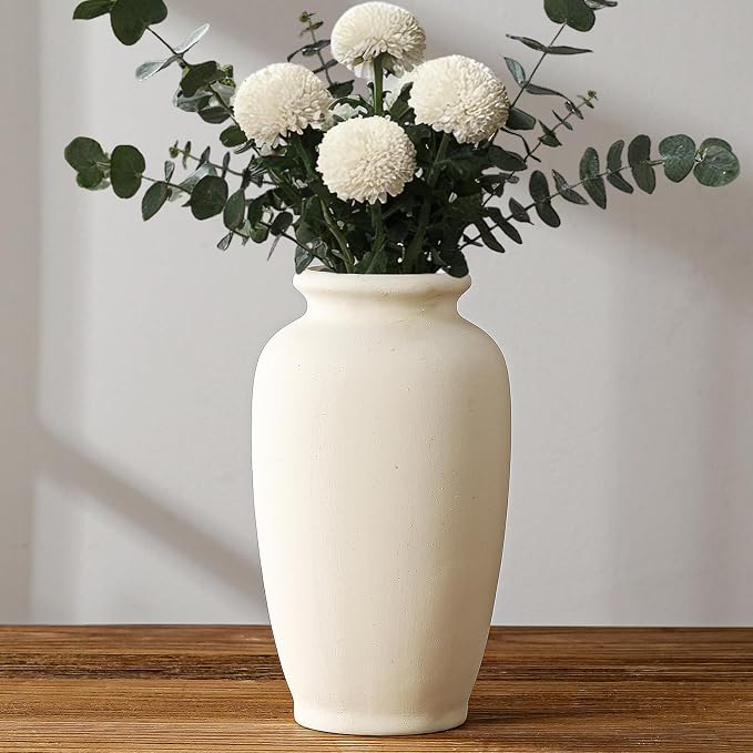 White Ceramic Vase-Boho Decorative Vase, Terracotta Tall Vases Decorative by kogxscej