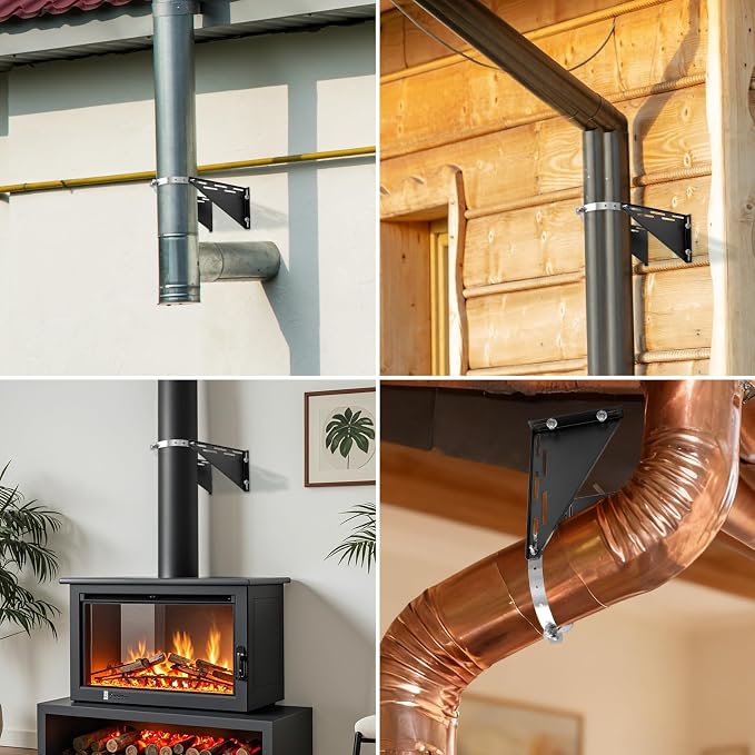 Adjustable 8" Chimney Pipe Wall Support Bracket - Image 7