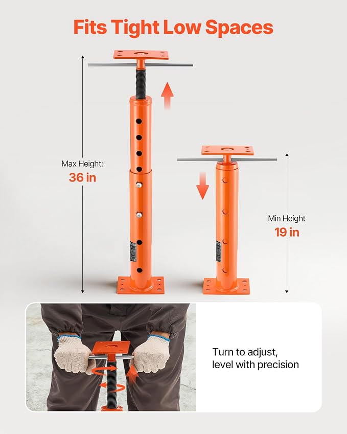 VEVOR House Floor Jacks, 2 Pack 19-36 Inch Height Range, 18000 lbs Max Load - Image 3