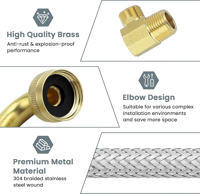 Dishwasher Supply Line Kit, 6 FT Stainless Steel Braided Hose - Image 3