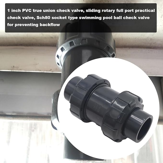1 Inch PVC True Union Check Valve, Slip Swing Full Port Utility Check Valve - Image 6