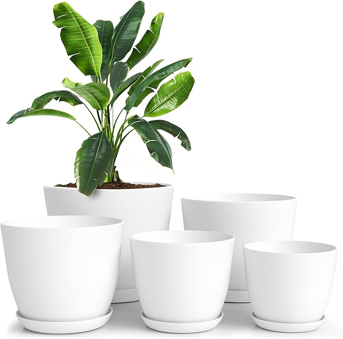 Plant Pots Indoor with Drainage, 5 Pack Multi-Size Planters Set by UTOPIAHOME