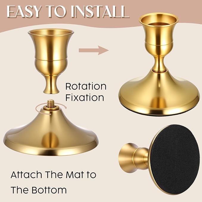 12PCS Brass Black Taper Candle Holders, Vintage Candlestick Holders | Small - Image 3