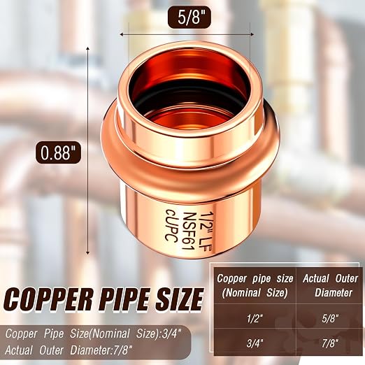 Therwen 10 Pcs 1/2-inch Copper Pipe Press Fittings, 90 Degree Elbow Coupling - Image 2