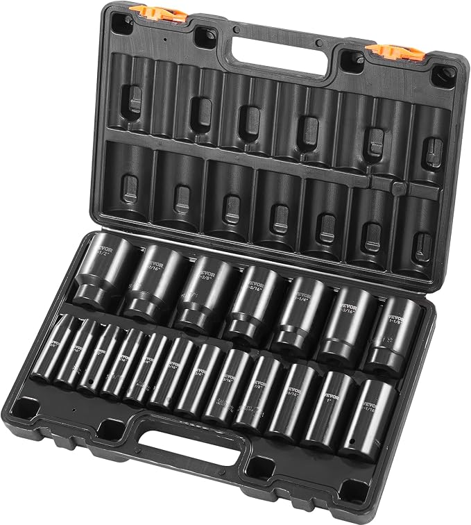 VEVOR Impact Socket Set, 1/2" 19 Piece Impact Sockets, Deep Socket, 6-Point - Image 9