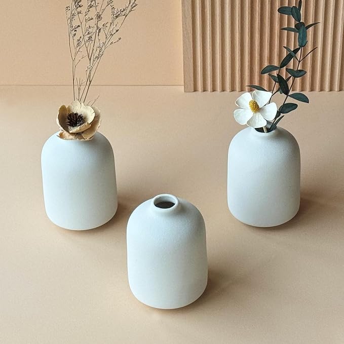 Modern White Small Ceramic Vase Set of 12 - Image 7