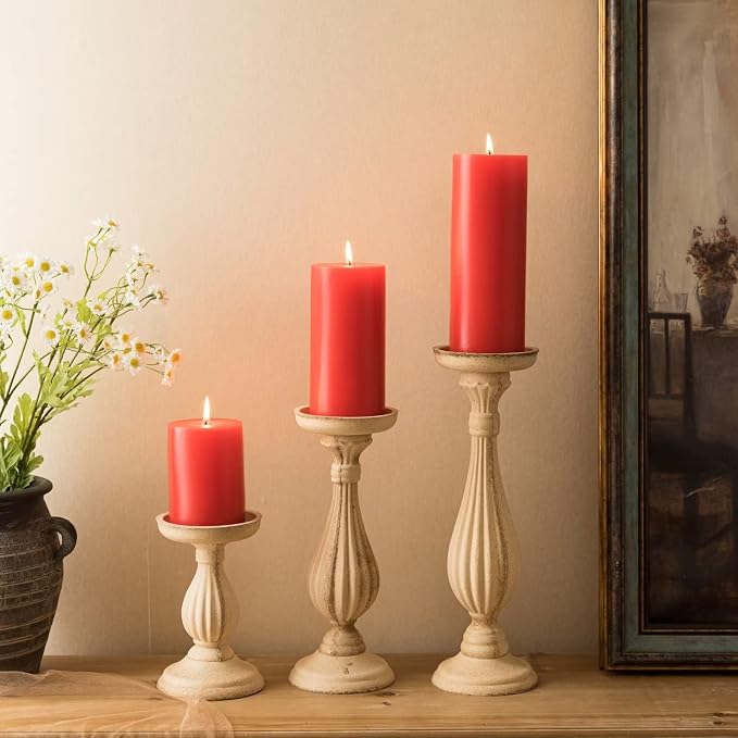 MOZEAL 3" x 4" Hand-Poured Unscented Candle, Dripless Pillar Candle Set of 3 - Image 6