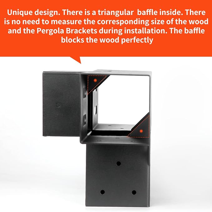 2 Pcs 4"x 4" Pergola Brackets Post | 4-Way 90° Right Angle Corner Bracket|DIY - Image 4