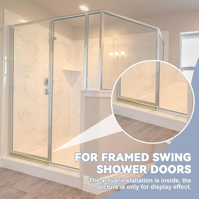 Hicarer 2 Pcs 30'' Chrome Framed Shower Door Replacement Drip Rail - Image 5