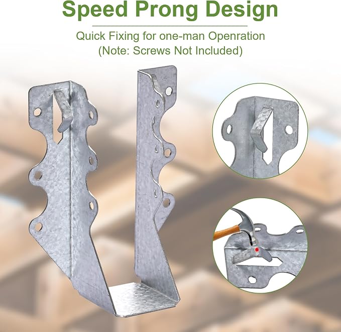 55 PCS 2x6 Steel Joist Hangers, 20 Gauge Galvanized Brackets - Image 6
