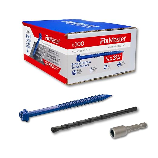 1/4 x 3-3/4" Hex Head Blue Concrete Screw Anchors by Unknown