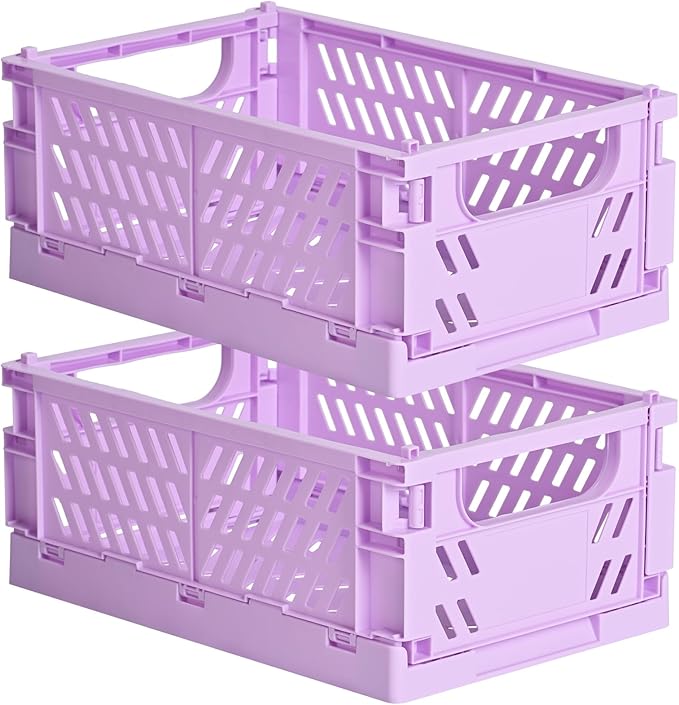 HUUSMOT 2-Pack Collapsible Plastic Storage Baskets, 9.8"x6.5"x3.8" | Pastel by HUUSMOT