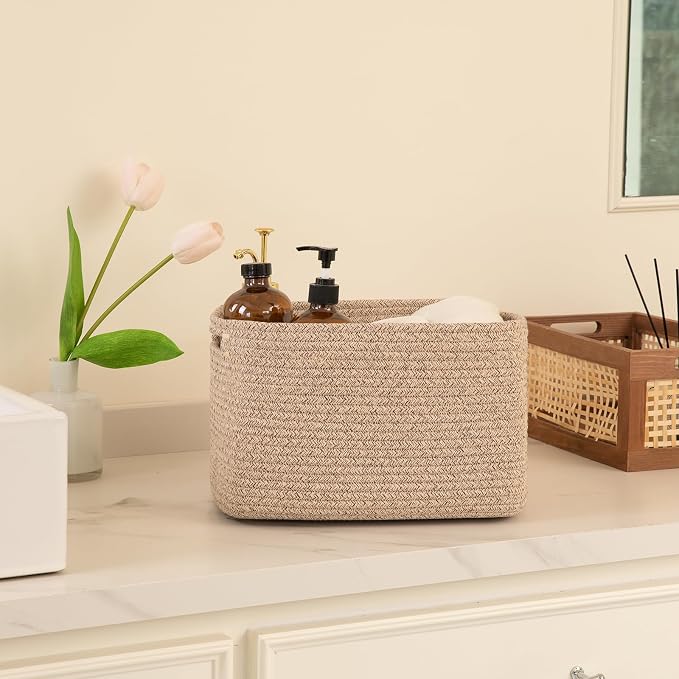 OIAHOMY 4 Pack Storage Baskets for Organizing 24L Cube Storage Bins Brown | - Image 5