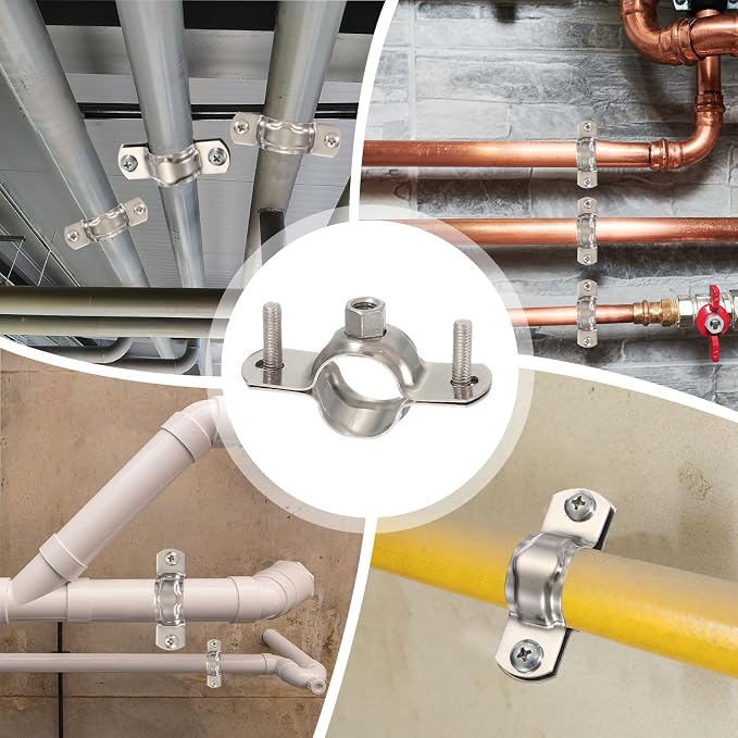 HARFINGTON 5pcs 201 Stainless Steel 2"/50mm Split Ring Pipe Hanger Pipe Strap - Image 6