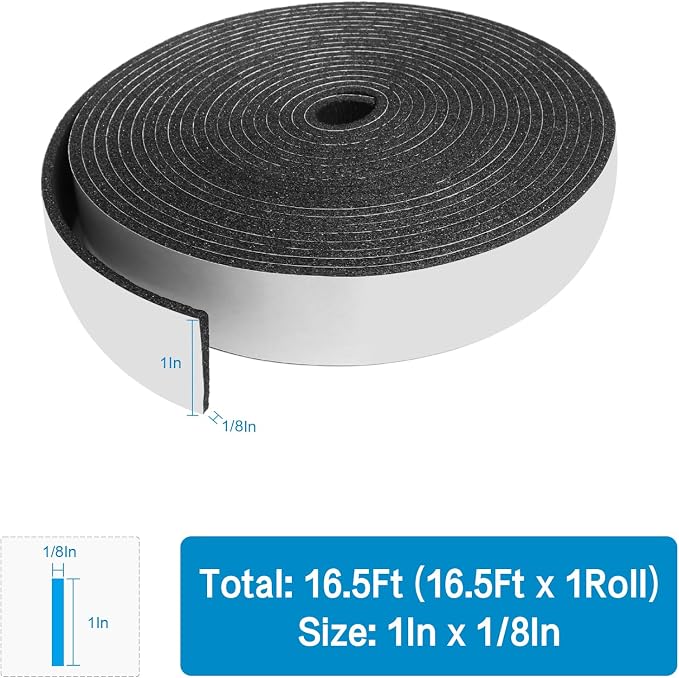 DGSL Foam Weather Stripping, 16.5Ft Door Window Seal Tape | Self Adhesive - Image 2