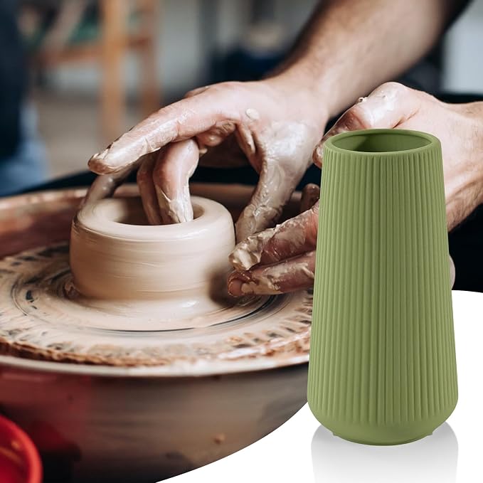 XL Saga Green Ceramic Vase, GUKJOB Cute Flower Vase - Image 7