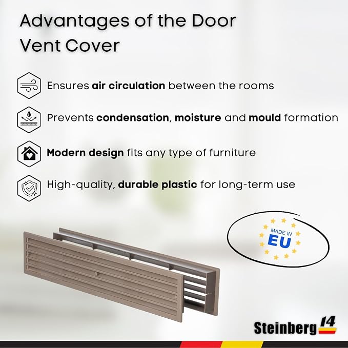 1 Set - Two Sided Door Vent Cover 17.7x3.6 inch - Beige/Oak Plastic Ventilation - Image 6