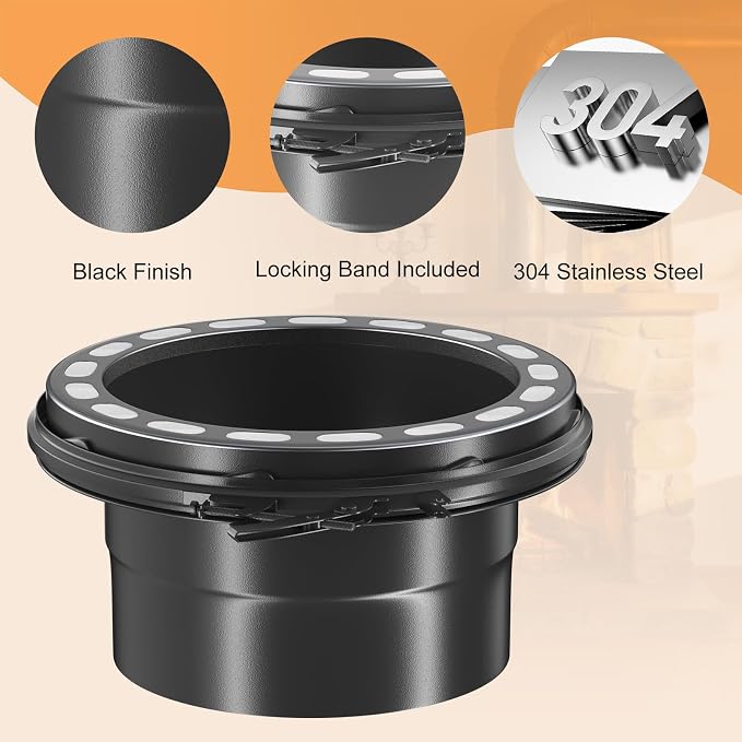 6 Inch Insulated Stove Pipe Adapter Stainless Steel, Double-Wall Transition - Image 4