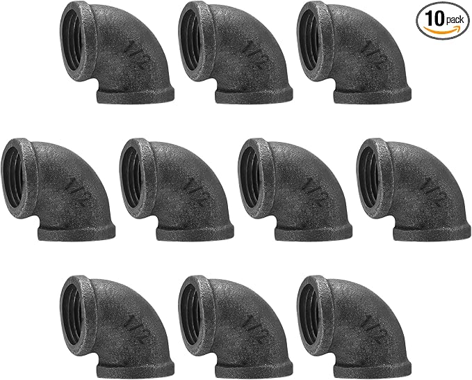 1/2" Pipe Fitting Elbow, DN15 Gray Threaded Cast Malleable Iron Elbow by HomeTZH