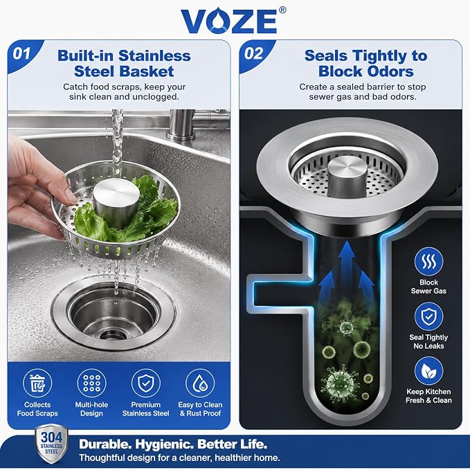 2 Pack Kitchen Sink Drain Strainer & Stopper - Image 6