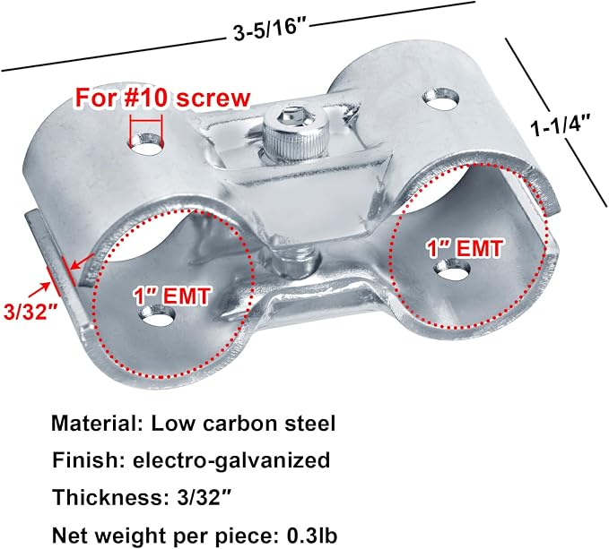8 Sets 1" EMT Conduit Connectors Double Port Parallel Pipe Clamp | - Image 3