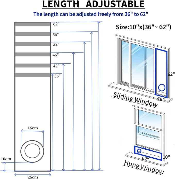 Portable Air Conditioner Window Seal Kit, 10In x 36~62 Inch Full Sealing AC - Image 5