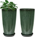 Neoaider Set of 2 Tall Planter, 21 inch Large Plastic Planter, Dark Green | by Neoaider