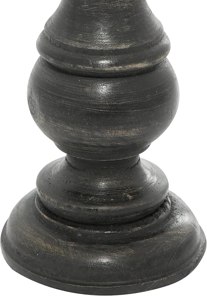 Deco 79 Mango Wood Decorative Candle Holder Distressed Turned Pillar Candle - Image 4