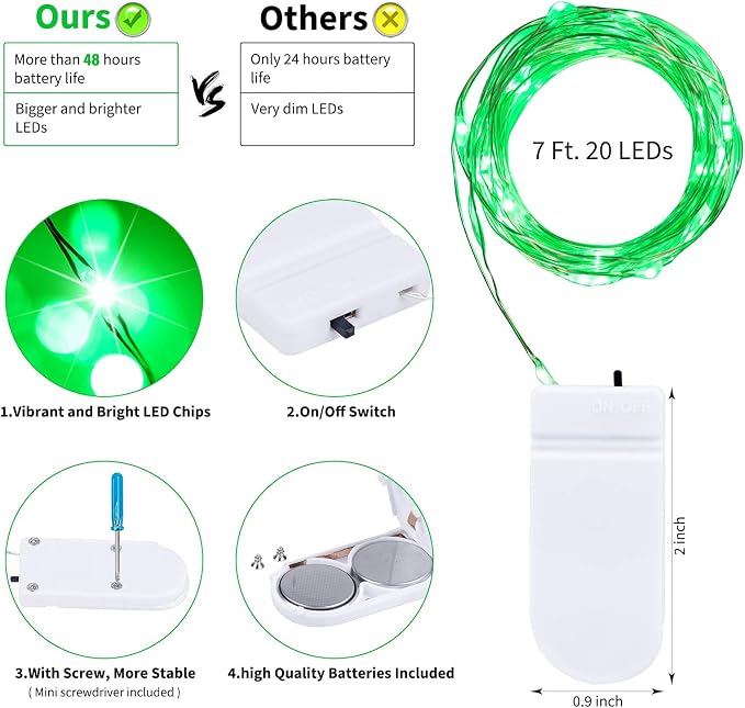 Brightown 12 Pack St. Patrick's Day LED Fairy Lights Battery Operated String - Image 7
