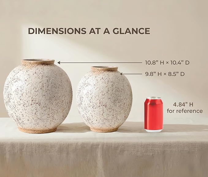 Large Round Ceramic Vase, 9.8“ H, Round & Tall, Indoor Table Living Room Decor - Image 5