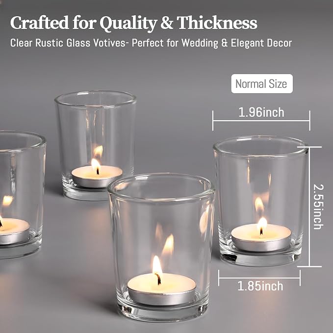 LETINE Clear Glass Tea Light Holders Set of 6 - Image 2