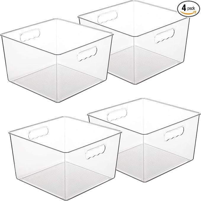 Vtopmart 4 Pack Extra Large Clear Storage Bins, 11x11 Cube Organizer | Acrylic by Vtopmart