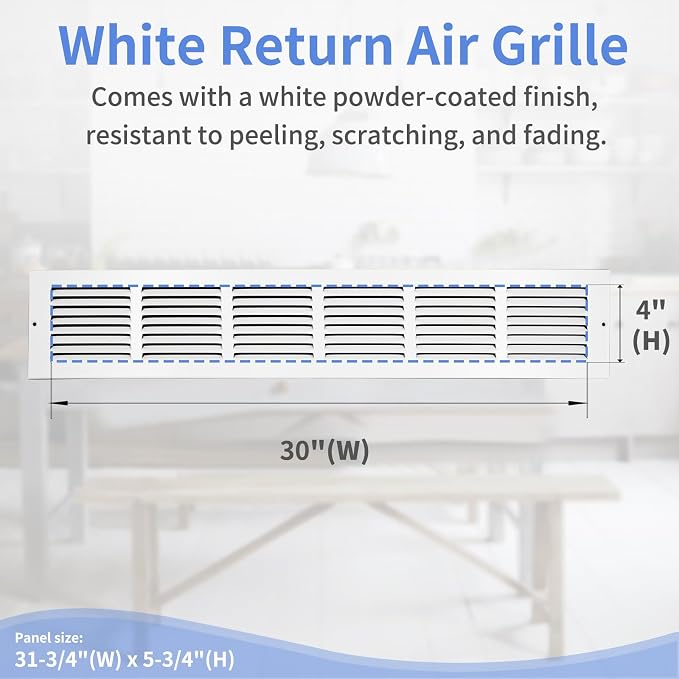 Howeall 30"W x 4"H Steel Return Air Grille, Air Return Vent Cover - Image 3
