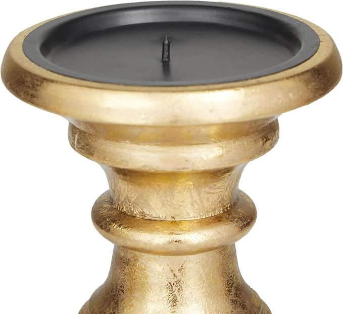 Deco 79 Mango Wood Decorative Candle Holder Turned Style Pillar Candle Stand - Image 4