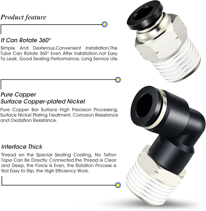 TAILONZ PNEUMATIC Elbow and Straight Combination 5/16 Inch Tube OD x 3/8 Inch - Image 4