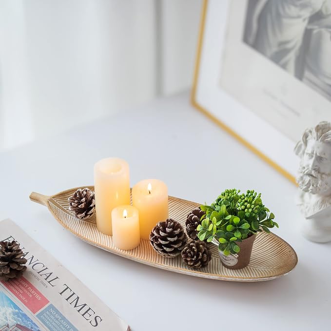 Hanobe Leaf Wooden Decorative Tray, Wood Key Bowl - Image 6